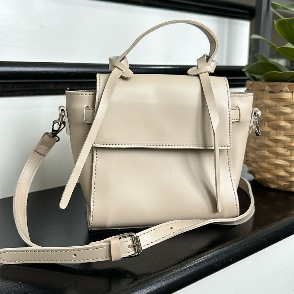 New crossbody satchel handbag purse neutral tan classic gift